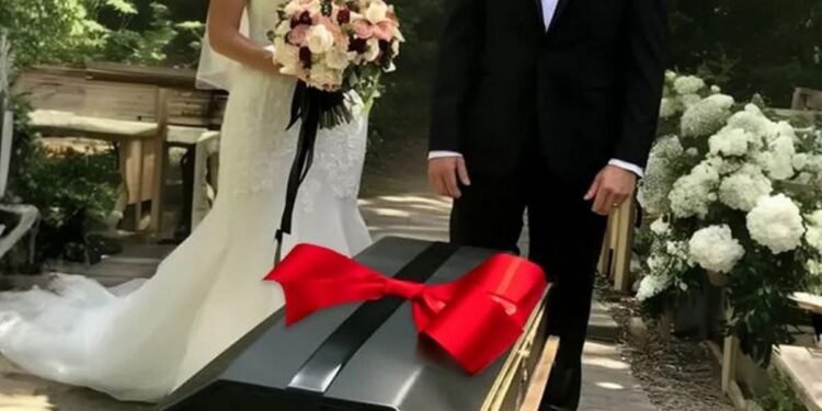 Шкатулку с подарочным бантом принесли на нашу свадьбу во время церемонии